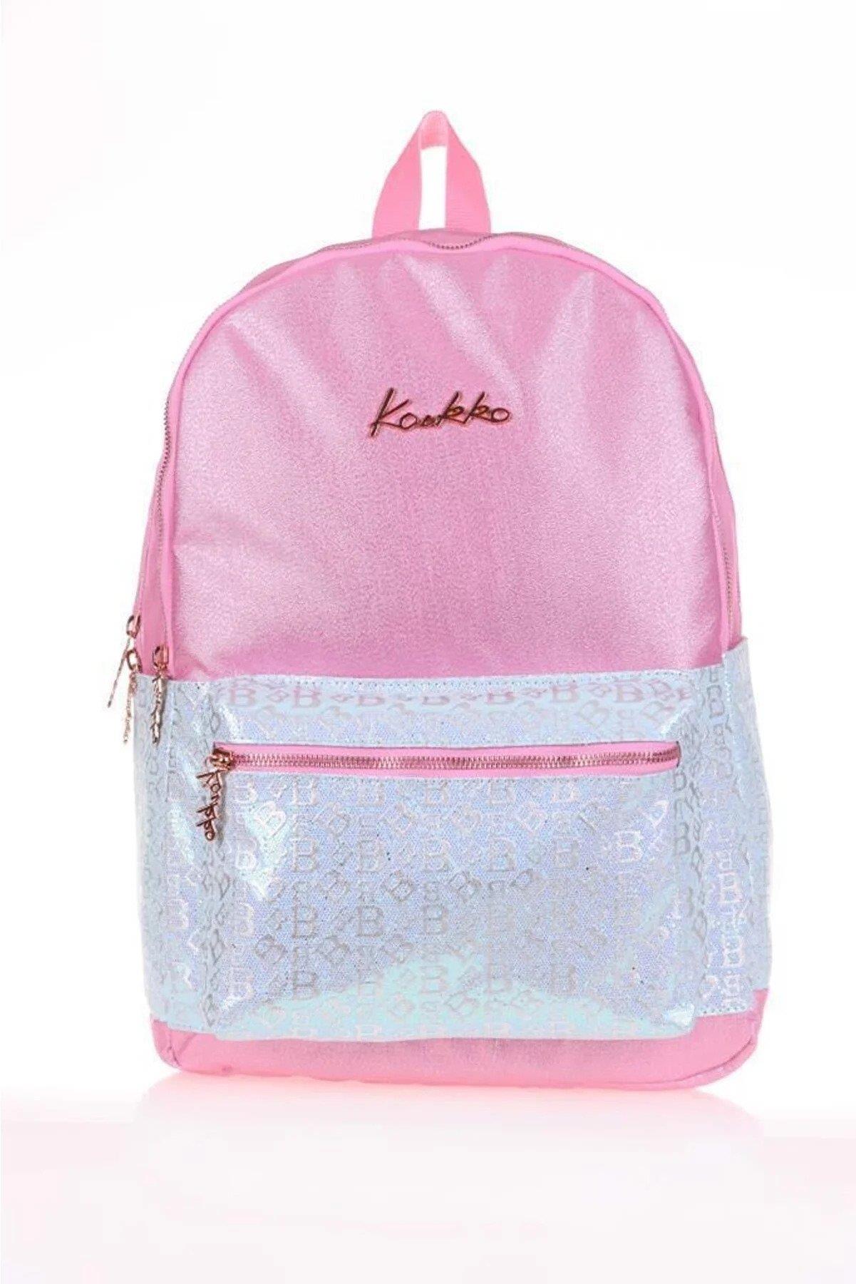 Kaukko Sırt Çantası Amazıng B Letter-Pembe Okul Sırt Çantası