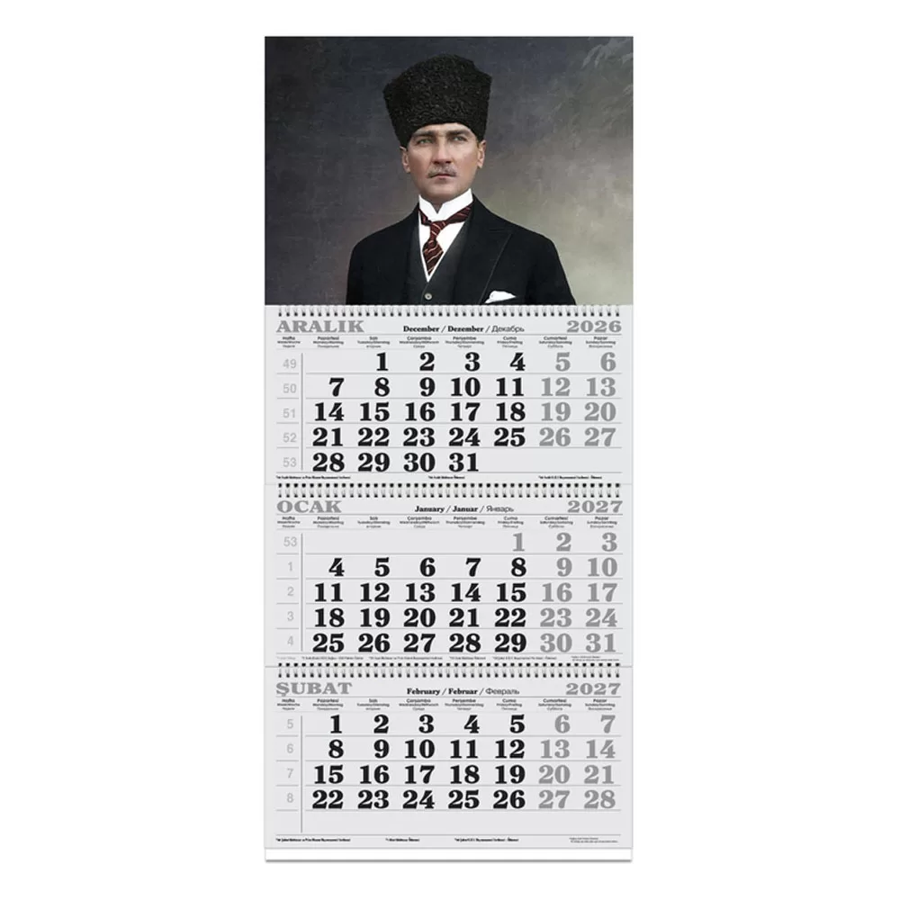 Keskin 2027 Yılı 3 Aylık Spiralli Denizci Takvimi Atatürk