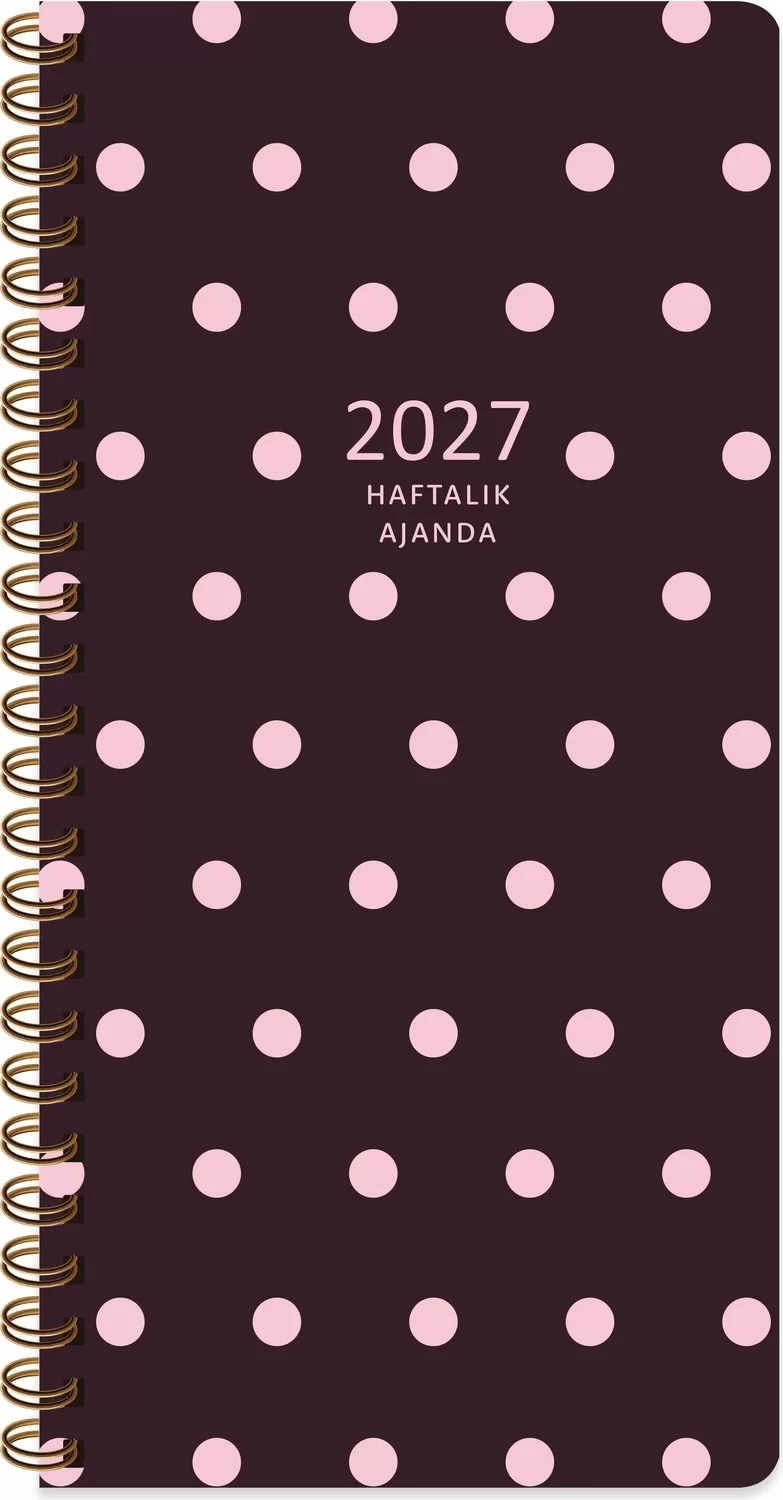 Keskin 2027 Yılı 8x16 CM Haftalık Spiralli Cep Ajandası - Puantiye