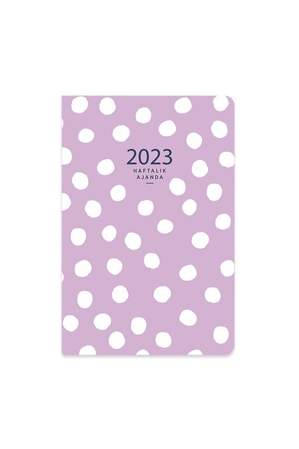 Keskin Color 2023 8 x 12 Cm Haftalık Cep Ajandası - Lila Puantiye