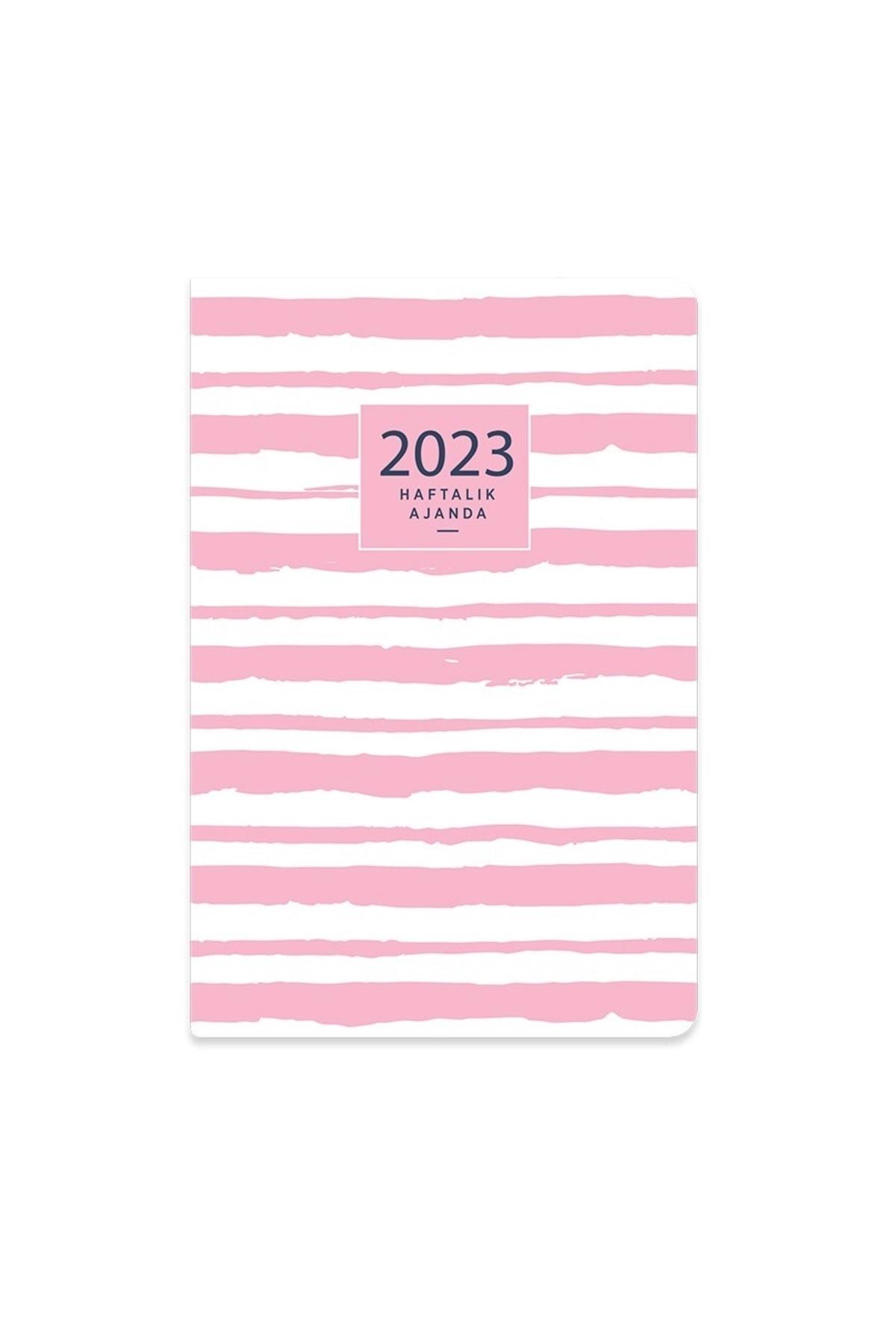 Keskin Color 2023 8 x 12 Cm Haftalık Cep Ajandası - Pembe Çizgi