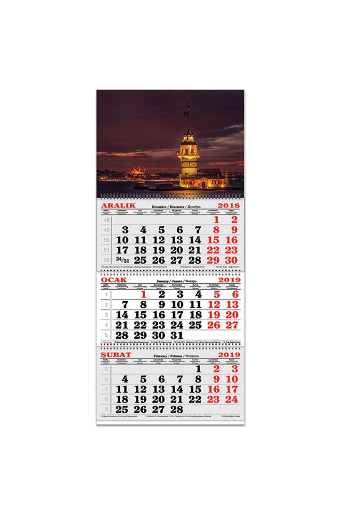 Keskin Color 2023 Yılı 33 x 86 cm Spiralli Denizci Takvim Kız Kulesi 3 Aylık