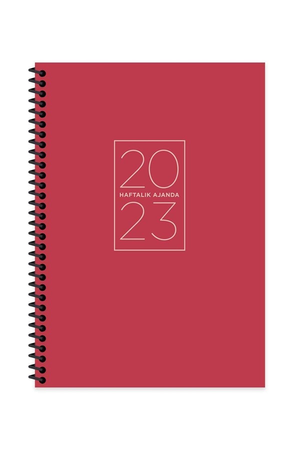 Keskin Color 2023 Yılı Haftalık Ajanda Spiralli Kırmızı 17x24 Cm