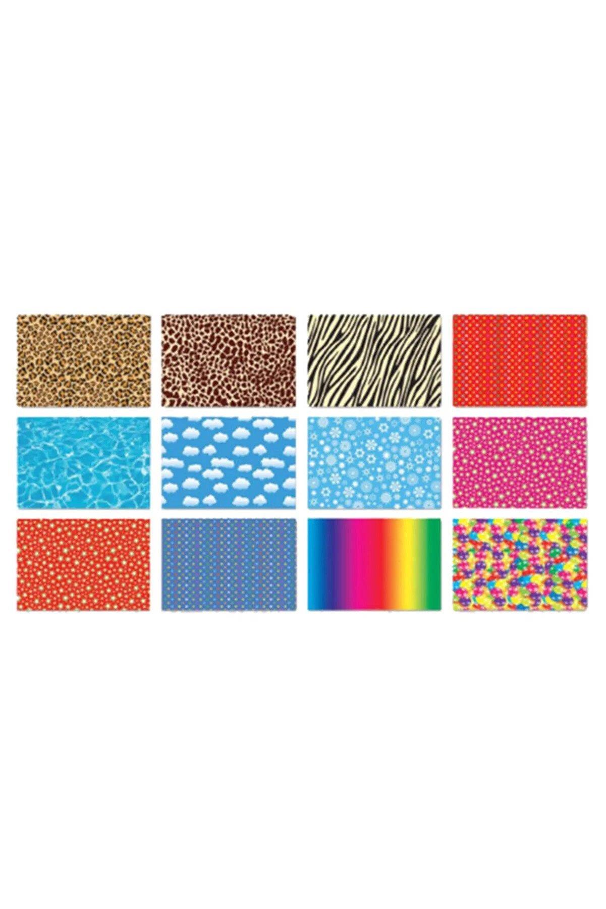 Keskin Color Fon Kartonu 12 Li 35 x 50 CM Karışık Renk Desenli Fon Kartonu