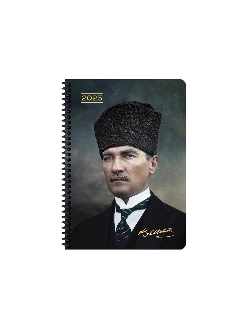 Keskin Color Günlük Spiralli Ajanda Atatürk Başkomutan 17x24 CM 2025 Günlük Spiralli Ajanda