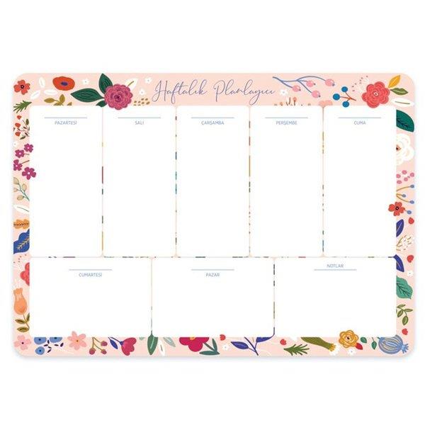 Keskin Color Haftalık Planner Blok Pembe Çiçek 17x24 Cm Haftalık Planlayıcı