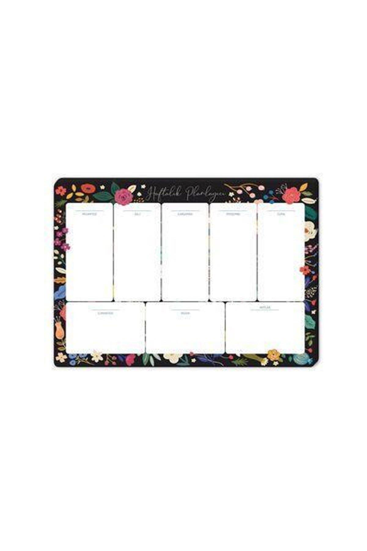 Keskin Color Haftalık Planner Blok Siyah Çiçek 17 x 24 Cm Haftalık Planlayıcı