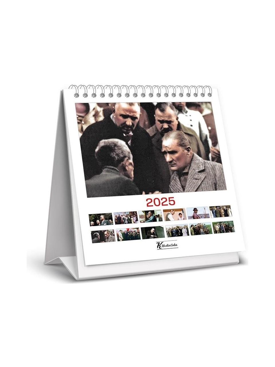 Keskin Color Masa Takvimi Kare Atatürk 2025 Yılı Kare Masa Takvimi