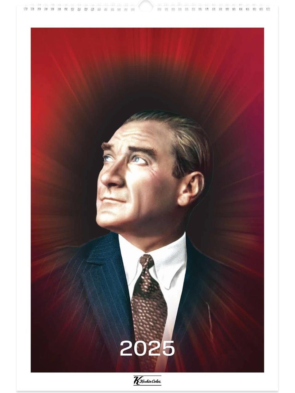 Keskin Color Spiralli Duvar Takvimi Atatürk 12 Yaprak 31x43 Cm 2025 Yılı Spiralli Duvar Takvimi 