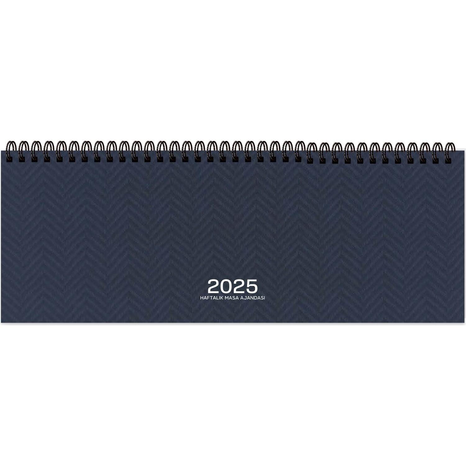 Keskin Color Spiralli Haftalık Masa Ajandası Lacivert 12x33.5 CM 2025 Yılı Masa Ajandası