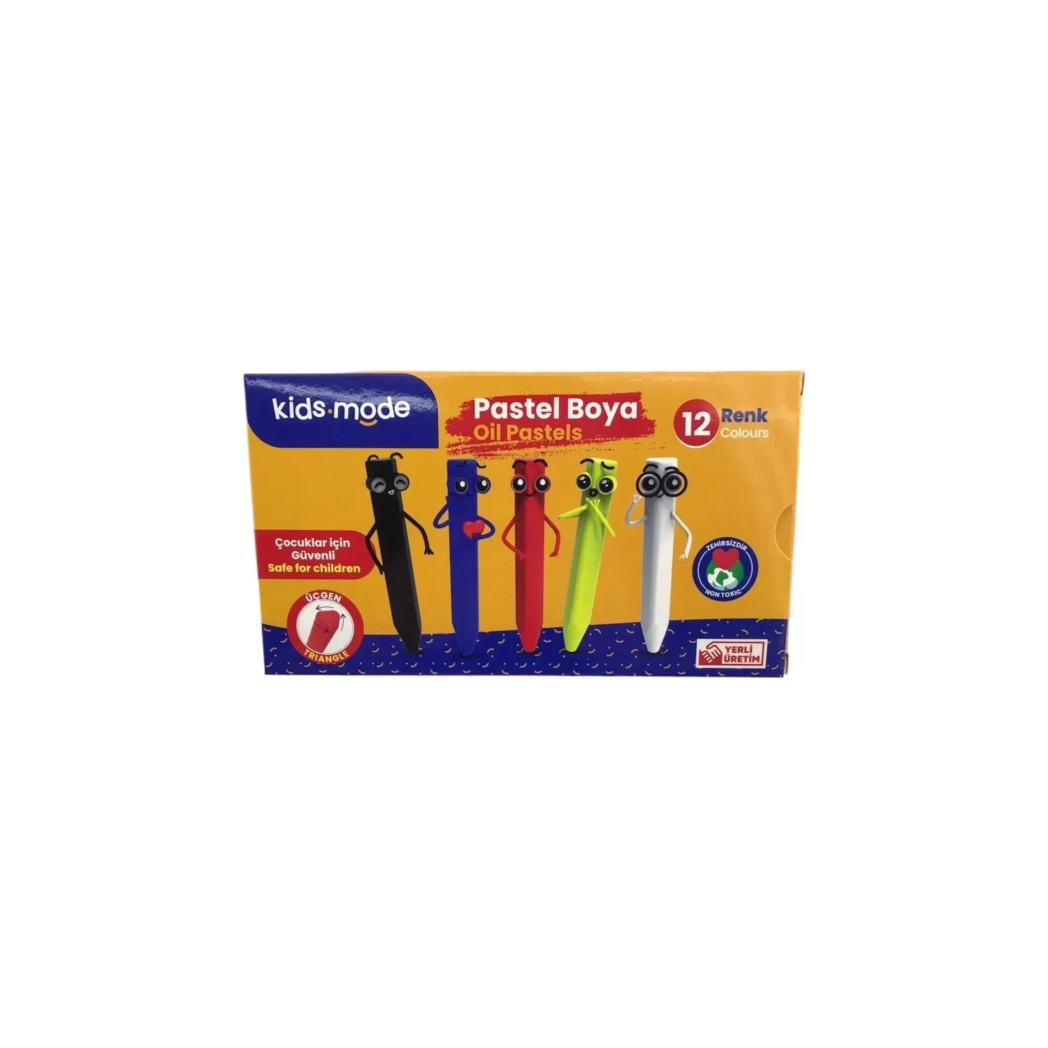 Kidsmode Yağlı Pastel Boya Üçgen 12 Renk Yağlı Pastel Boya