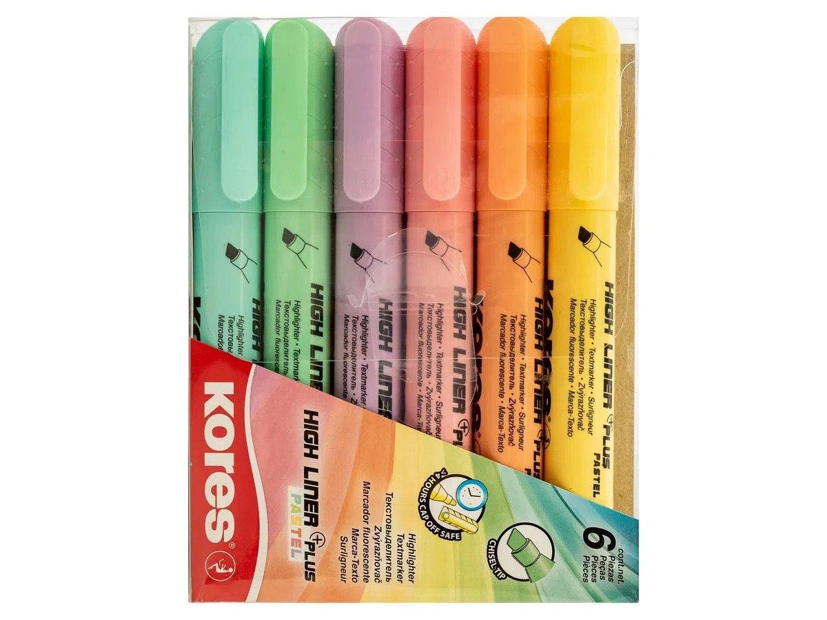 Kores Fosforlu Kalem Pastel Renkli 6 Renk Pastel Fosforlu Kalem Seti