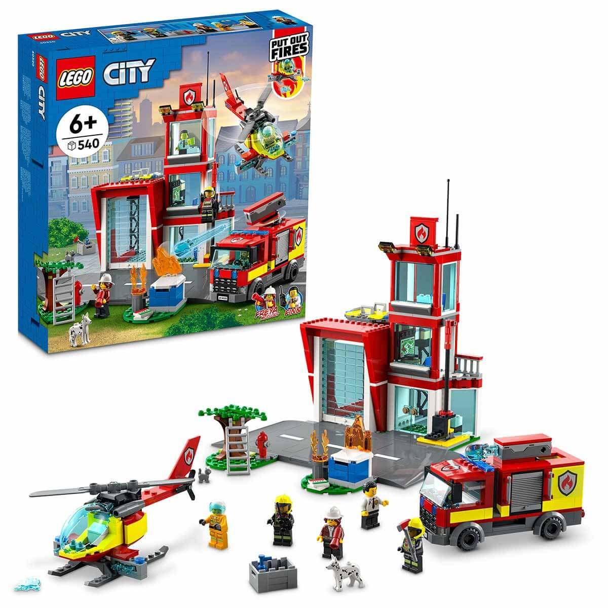 LEGO City İtfaiye Merkezi Çocuklar İçin 2 LEGO City Dizisi Karakteri İçeren Oyuncak Yapım Seti (540 Parça)