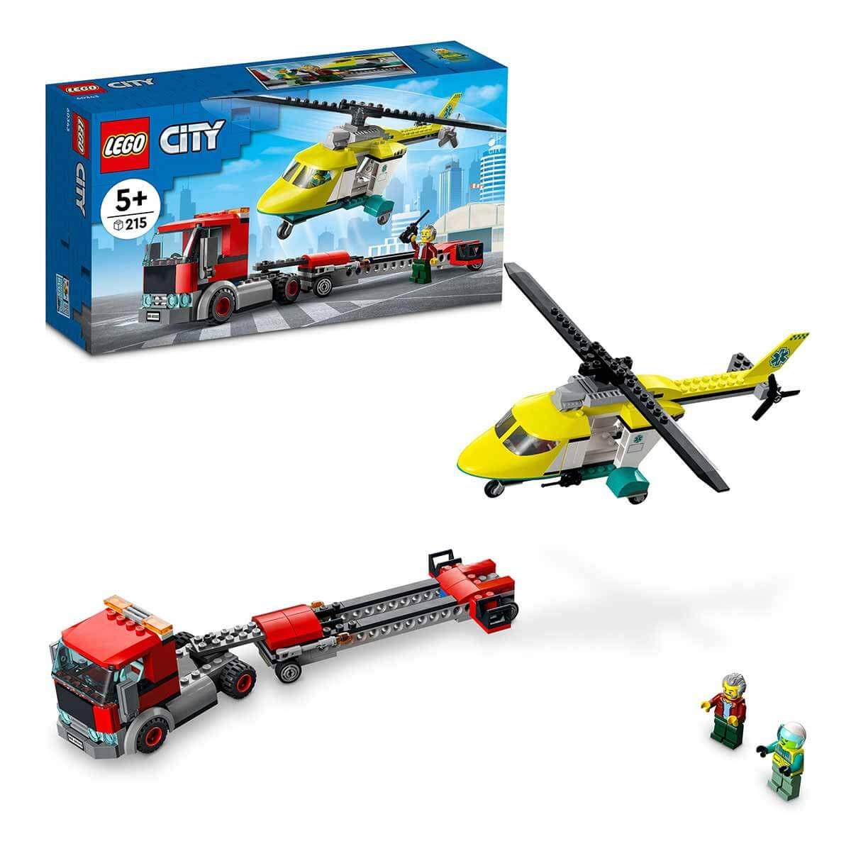 LEGO City Kurtarma Helikopteri Nakliyesi Çocuklar İçin Oyuncak Yapım Seti (215 Parça)