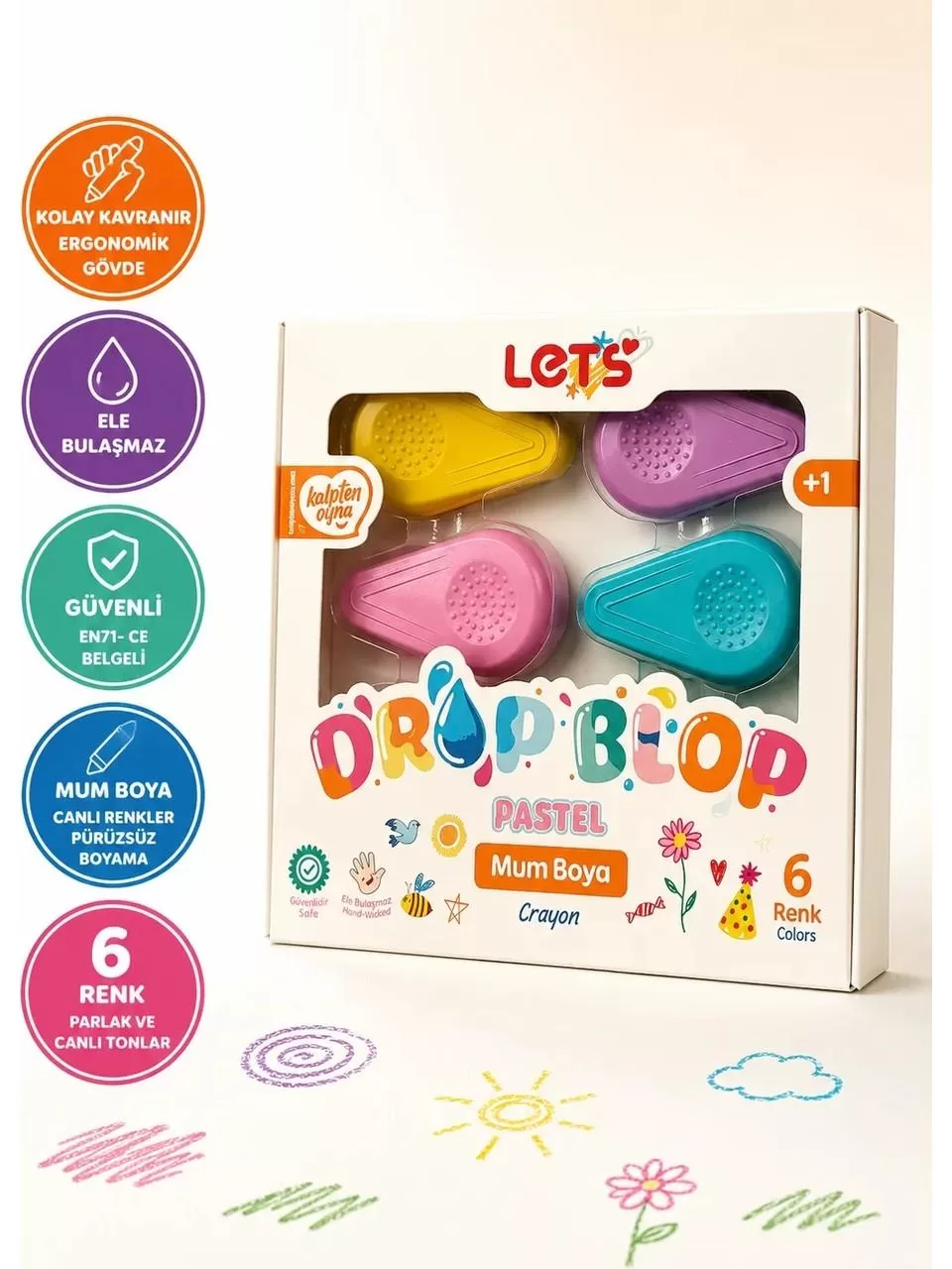 Let’s Dropblop Mum Boya 6 Pastel Renk