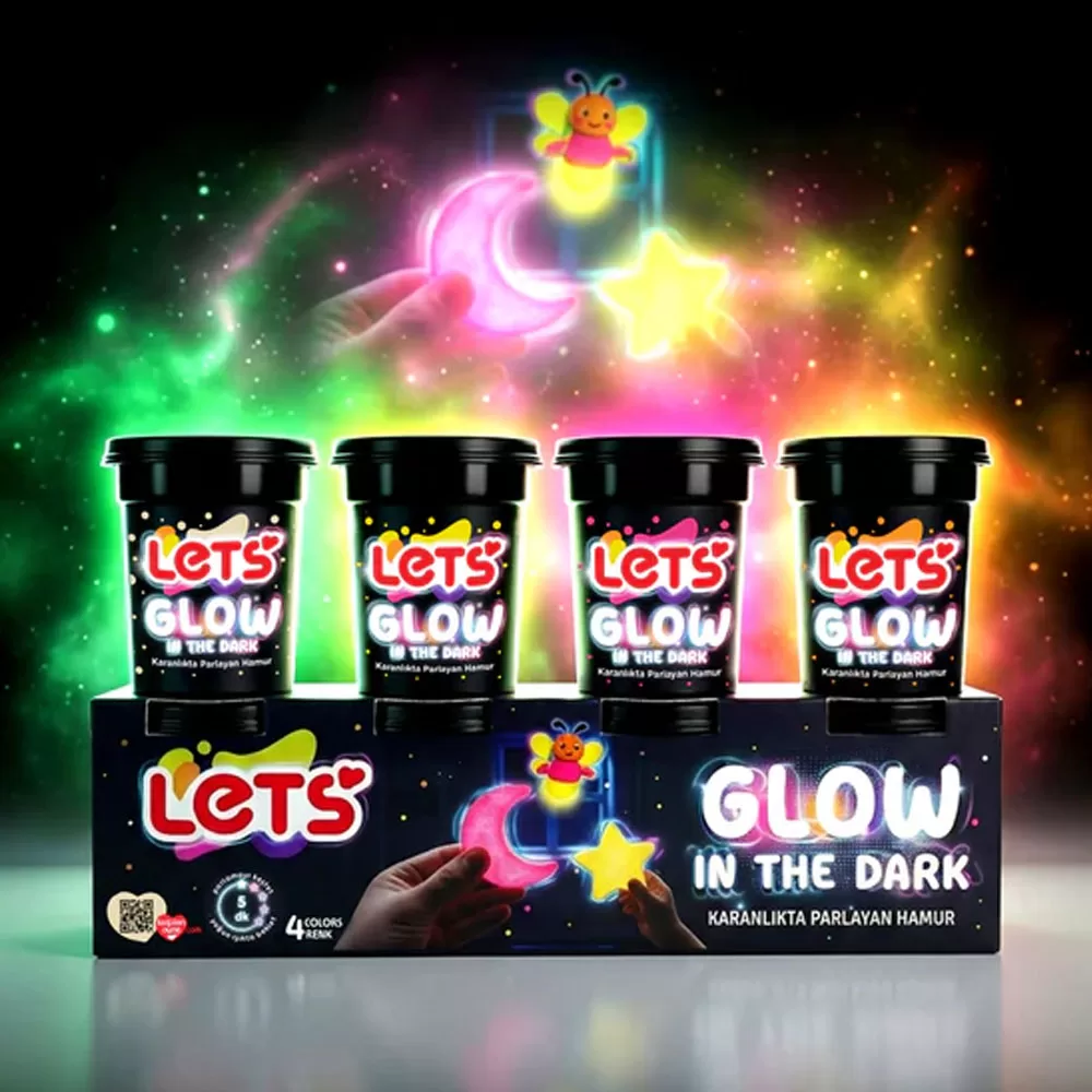 Lets Oyun Hamuru 4 Renk Karanlıkta Parlayan 440 GR