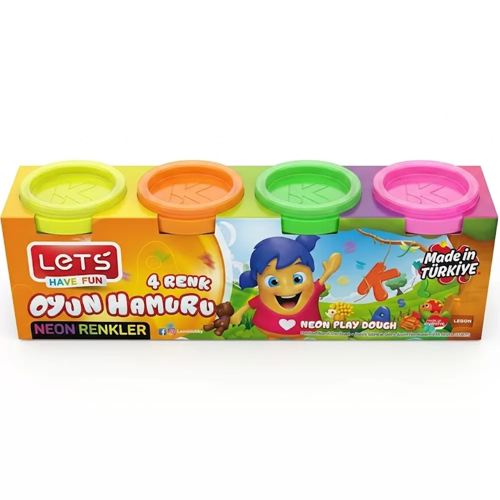 Lets Oyun Hamuru 4 Renk Neon 440 GR