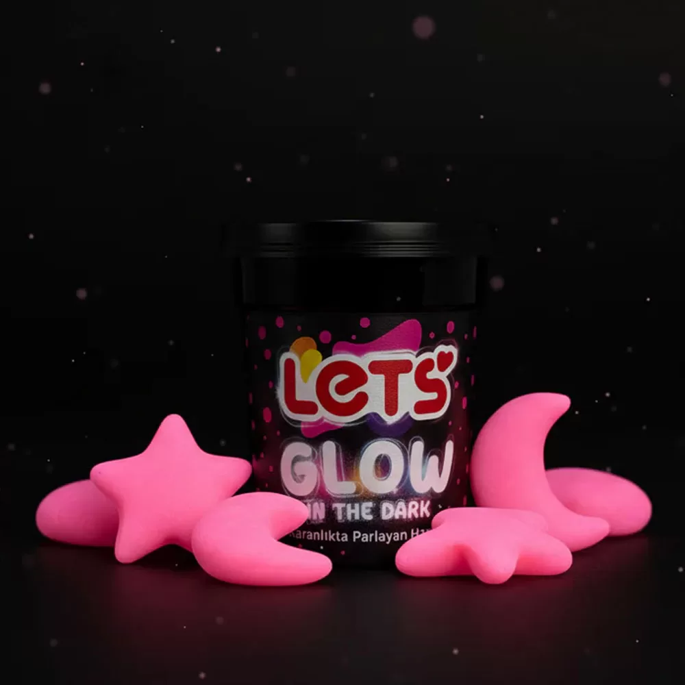 Lets Oyun Hamuru Tek Renk Karanlıkta Parlaya Pembe 110 GR