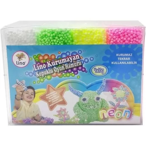 Lino Kurumayan Köpüklü Oyun Hamuru 10 gr Pvc Kutu 4'lü