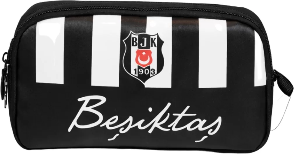Lisanslı Kalem Çantası - Siyah Beyaz Çift Bölmeli Taraftar Kalemliği