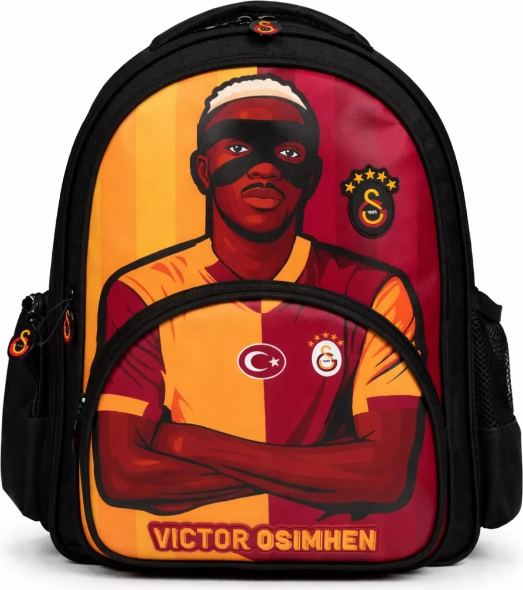 Lisanslı Victor Osimhen Figürlü 3 Bölmeli Okul Çantası - Su Itici Kumaşlı Sırt Çantası