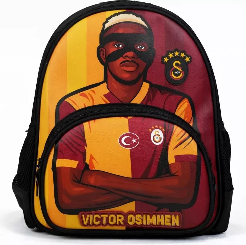 Lisanslı Victor Osimhen Figürlü Anaokulu Çantası - 2 Bölmeli Su Itici Kumaşlı Sırt Çantası