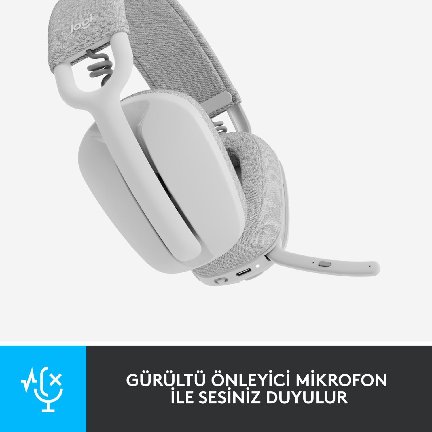 Logitech Zone Vibe 100 Mikrofonlu Kablosuz Bluetooth Kulak Üstü Kulaklık Beyaz