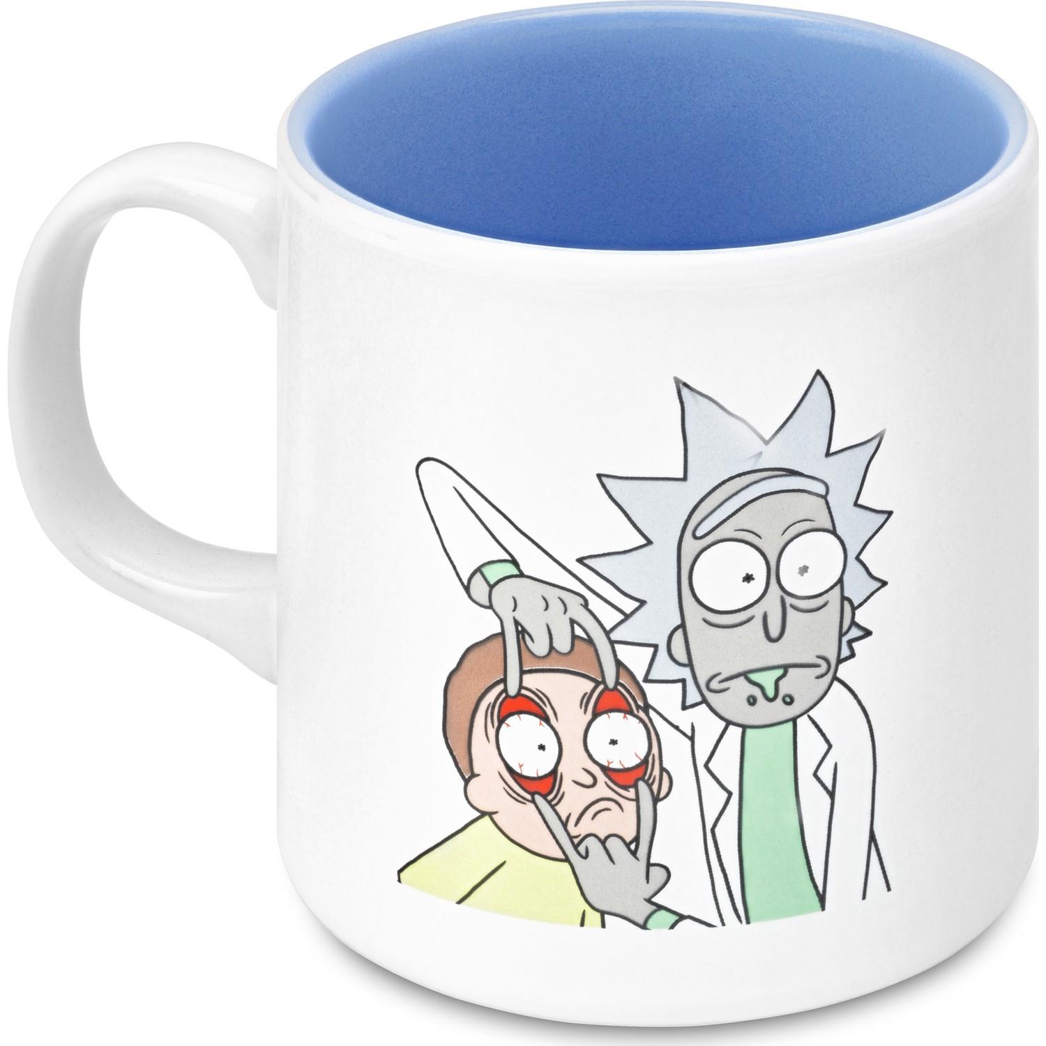 Mabbels Kupa Rick And Morty Mug Dış Beyaz İç Mavi Mug Kupa Bardağı