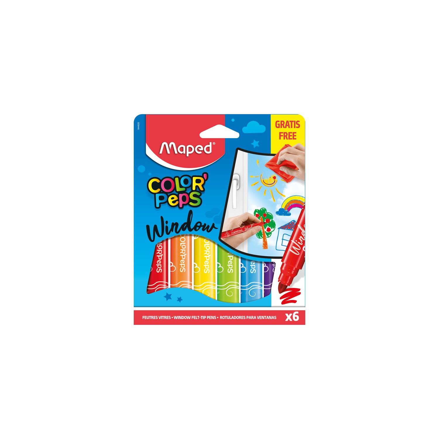 Maped Color Peps Cam Boyası Keçeli Kalemi 6 Renk Keçeli Cam Boyası