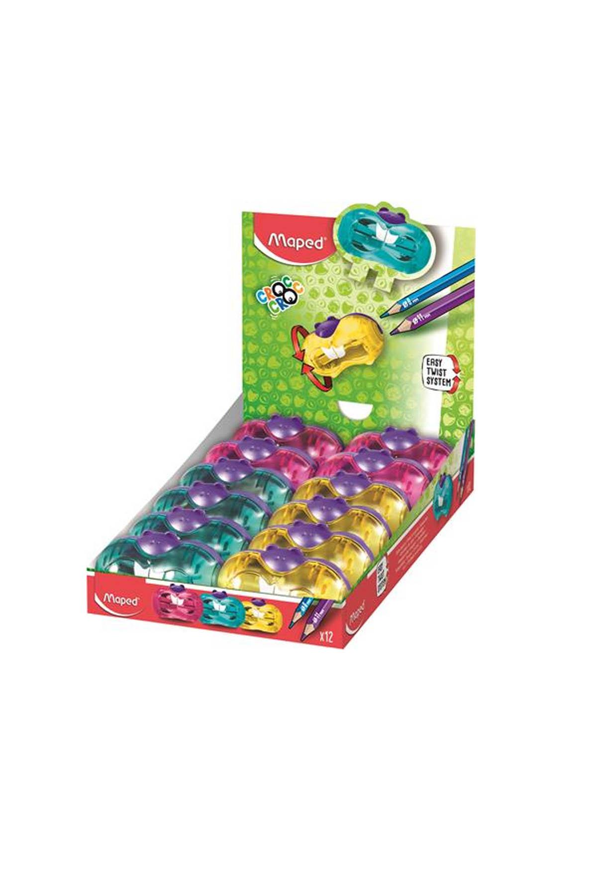 Maped Croc Croc Twist Çift Delikli Öğrenci Kalemtraş (12 Li Paket)