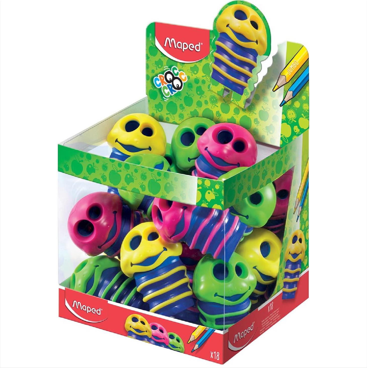 Maped Öğrenci Kalemtraşı Croc Plastik Çiftli Hazneli Kalemtraş (18 Li Paket)