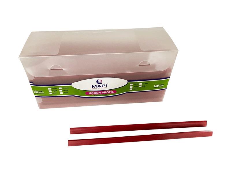 Mapi Profil Sırtlık Plastik Geniş Üçgen 12 MM Sırtlık 90-120 Sayfa Kırmızı (100 Lü Paket)