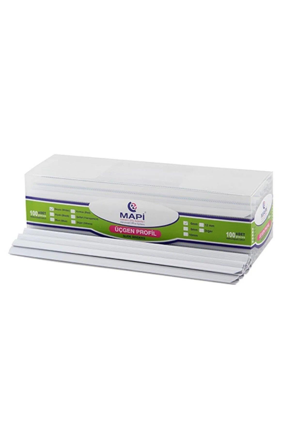 Mapi Profil Sırtlık Plastik Geniş Üçgen 90-120 Sayfa 12 MM Beyaz (100 Lü Paket)