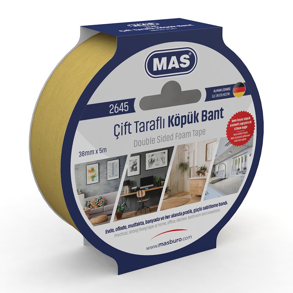 Mas Çift Taraflı Köpük Bant 38 MM x 5 Metre Çift Taraflı Köpük Bant