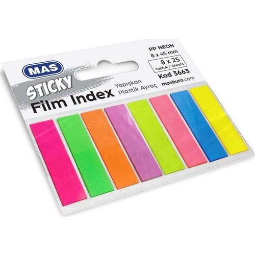 Mas Film Index 8 mm x 45 mm 8 x 25 cm Sayfa PP 8 Renk