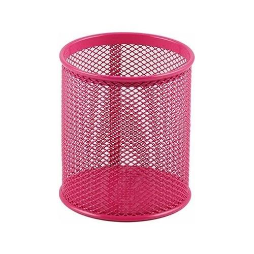 Mas Kalemlik Metal Perforeli Silindir Pembe Metal Kalemlik