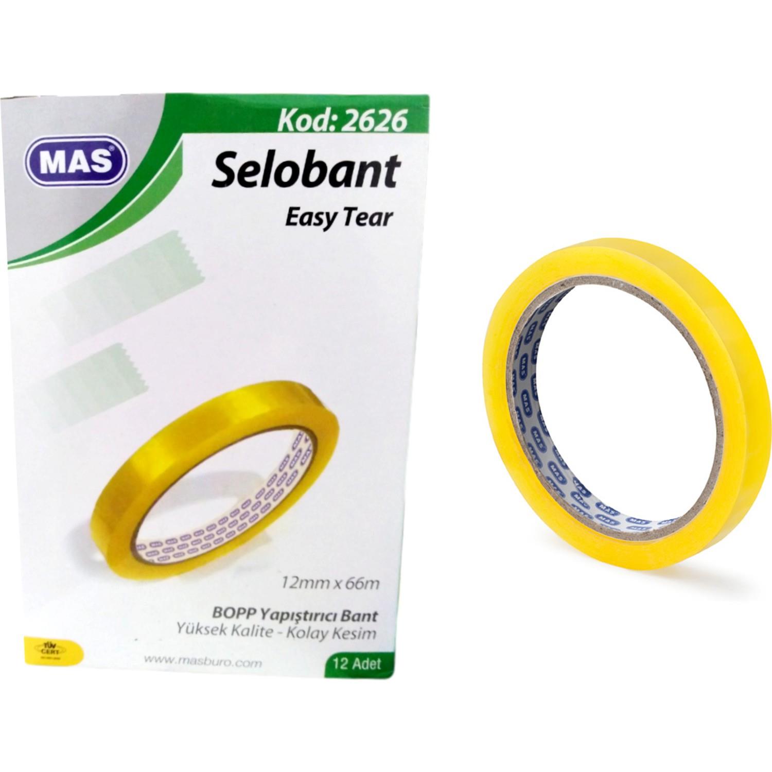 Mas Selefon Bant 12 MM x 66 Metre Selefon Bant (12 Li Paket)