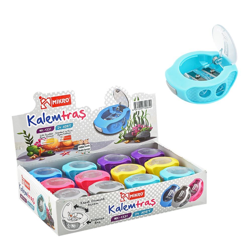 Mikro Kalemtraş Çift Bıçaklı Öğrenci Kalemtıraşı (24 Lü Paket)
