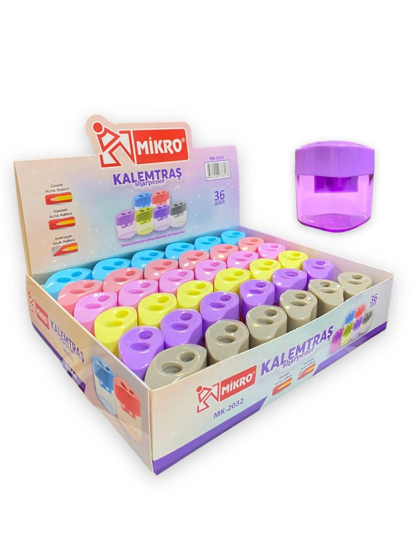 Mikro Kalemtraş Çift Bıçaklı Öğrenci Kalemtıraşı (36 Lı Paket)