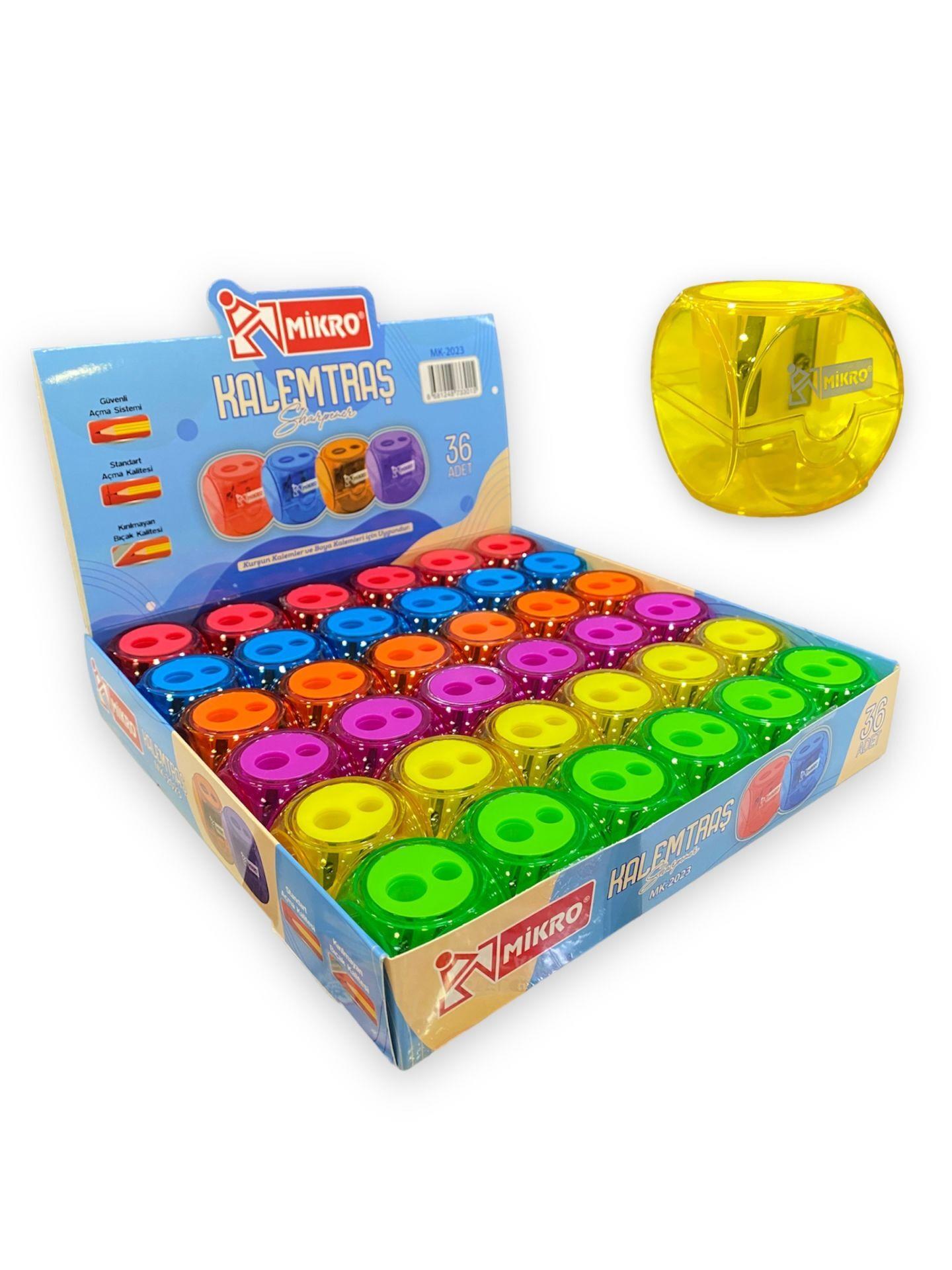 Mikro Kalemtraş Küp Çift Bıçaklı Öğrenci Kalemtıraşı (36 Lı Paket)