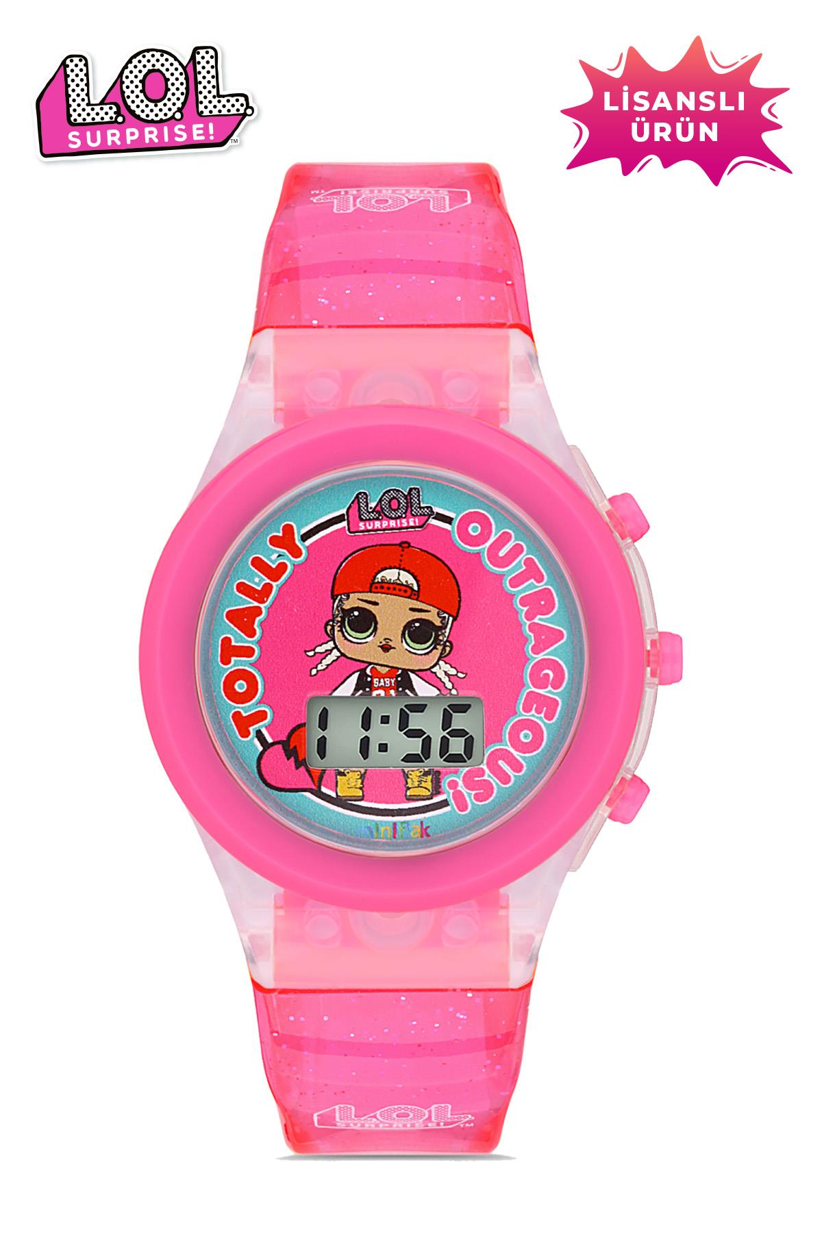 MiniFlak Lisanslı L.O.L SURPRISE! Çocuk Pembe Işıklı Çocuk Kol Saati