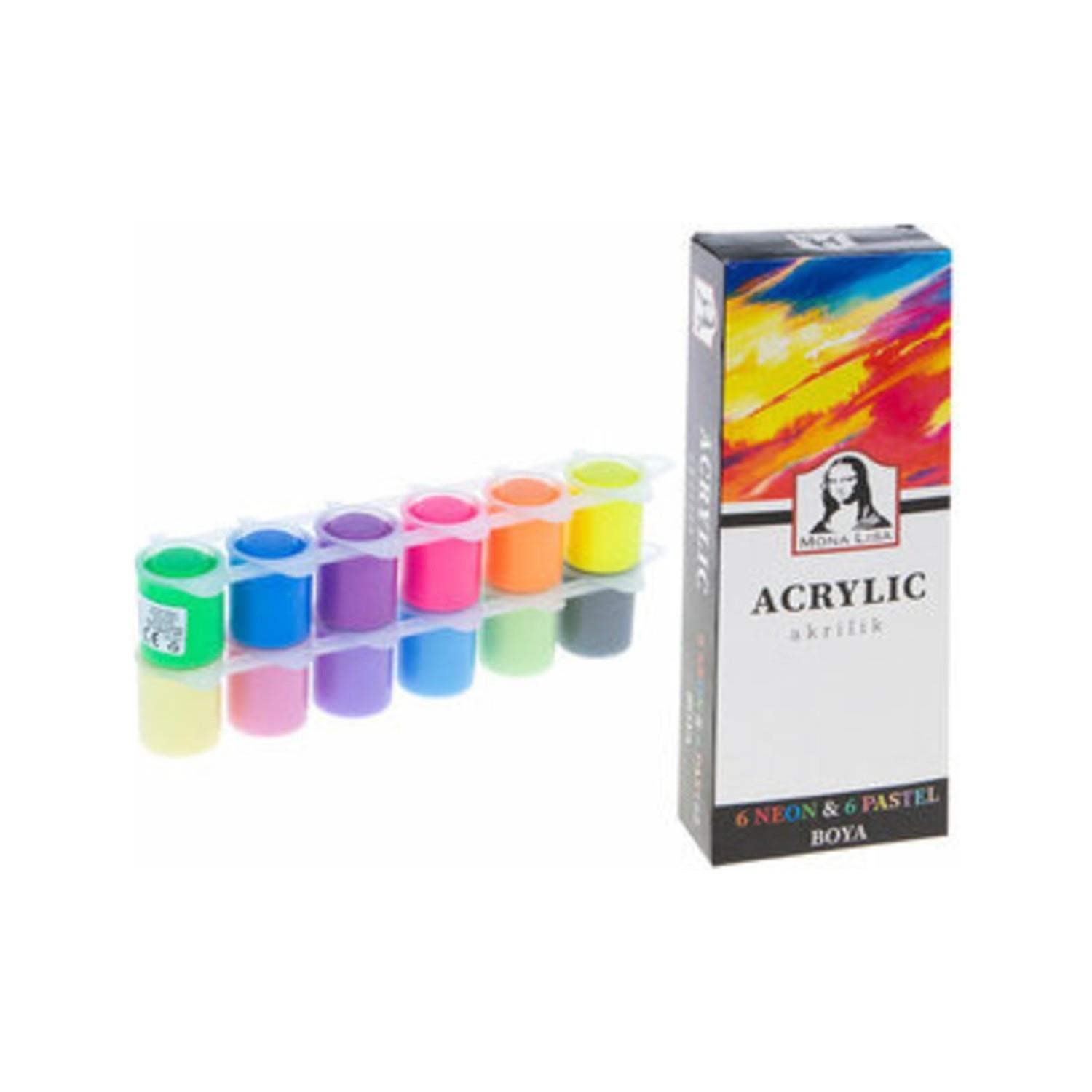 Monalisa Akrilik 12 Renk x 22 ml Neon + Pastel Renkler Akrilik Boya