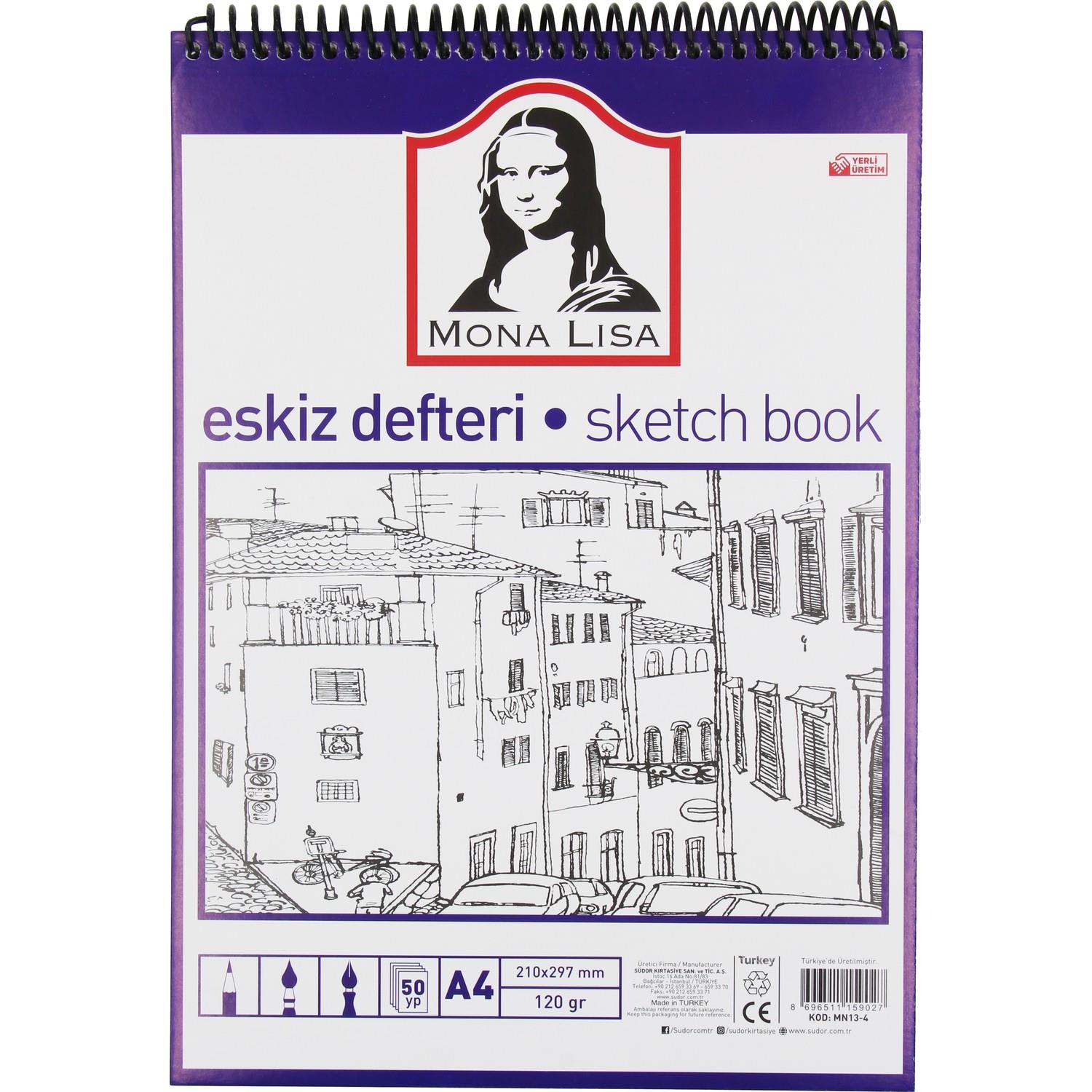 Monalisa Eskiz Defteri Telli A4 120 Gram 50 Yaprak Telli Eskiz Defteri