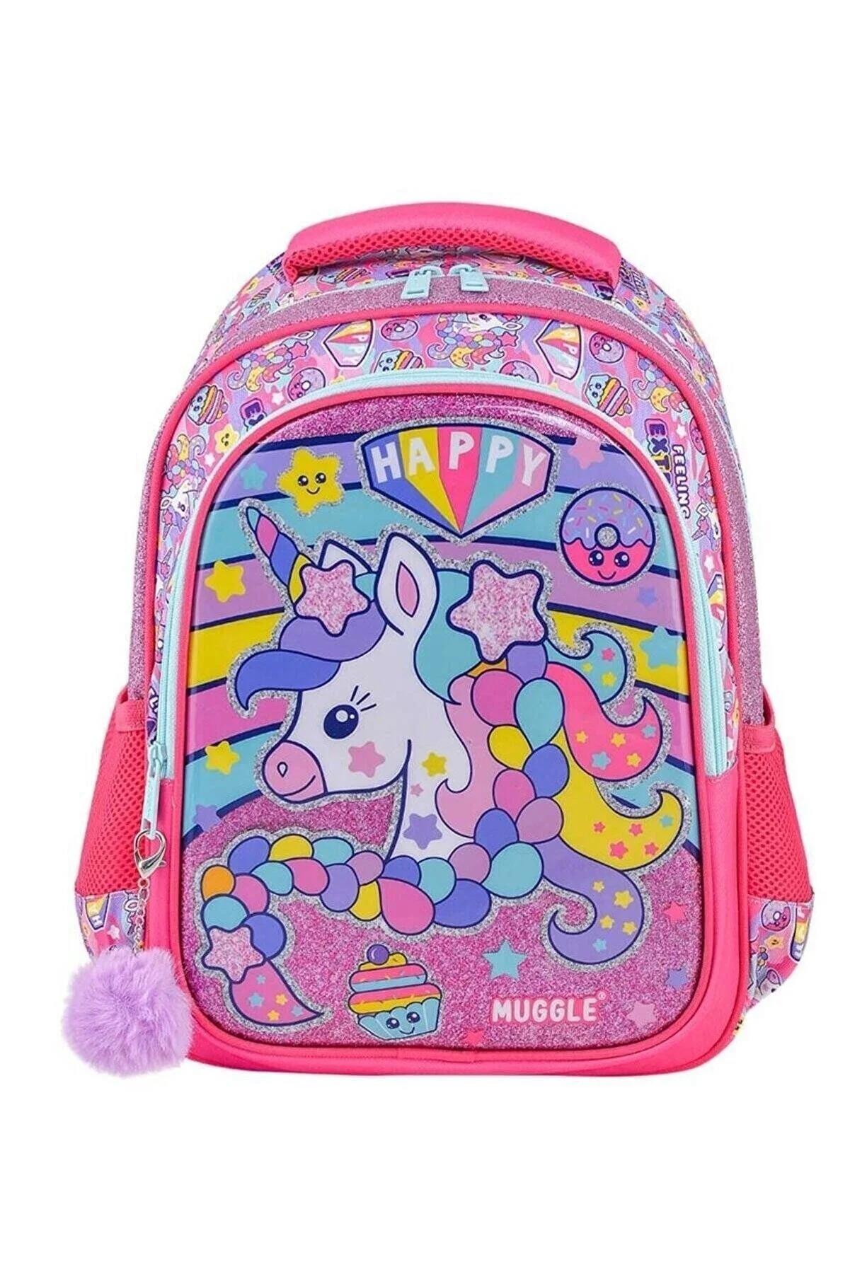 Muggle Anaokulu Çantası Happy Unicon Pembe Anaokulu Sırt Çantası