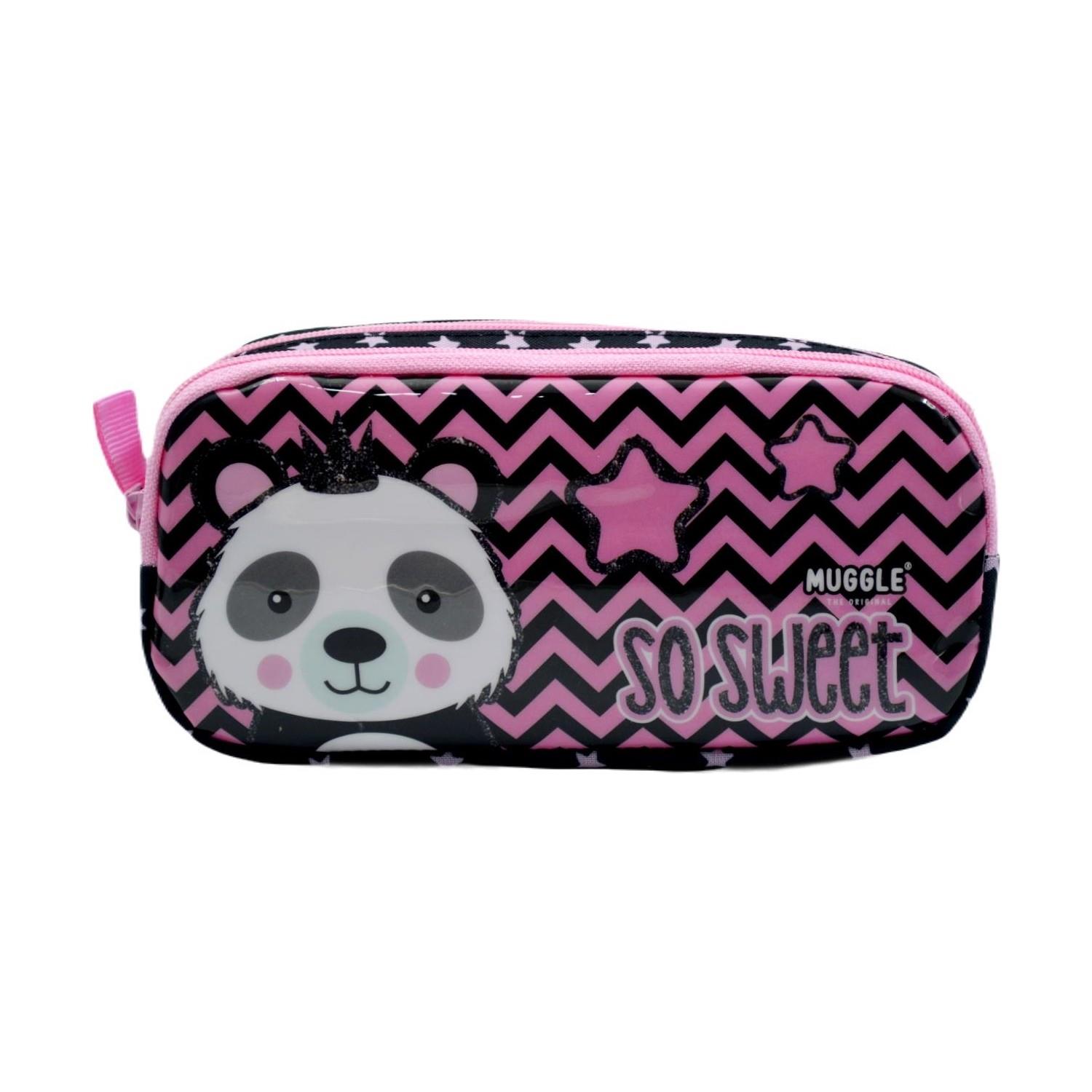 Muggle Kalem Çantası Panda Siyah İki Bölmeli Kalem Çantası
