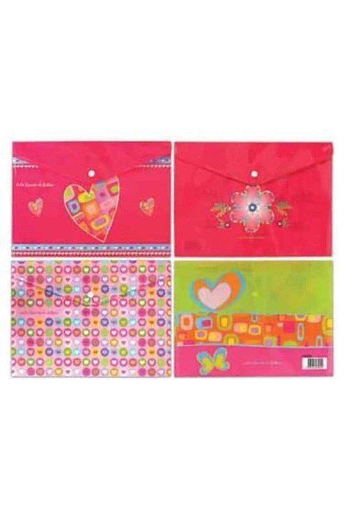 Noki Baskılı Çıtçıtlı Evrak Zarfı Kız Özel Karışık Desenli (12 Li Paket)
