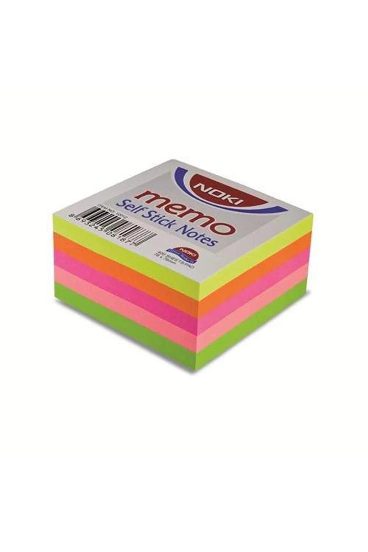 Noki Yapışkanlı Not Kağıdı 75 x 75 MM 5 Neon Renkler 400 Yaprak Yapışkanlı Not Kağıdı