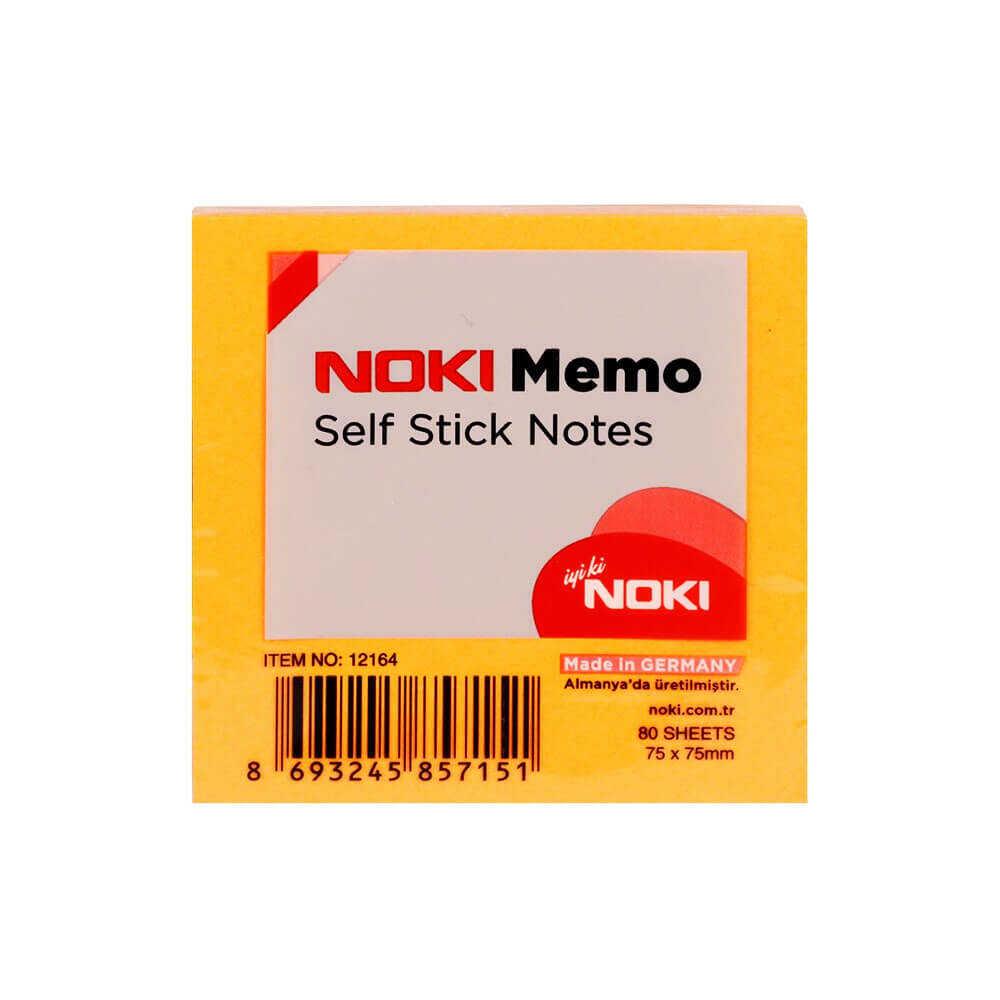 Noki Yapışkanlı Not Kağıdı 75x75 mm Memo Orange 80 Yaprak (12 Li Paket)