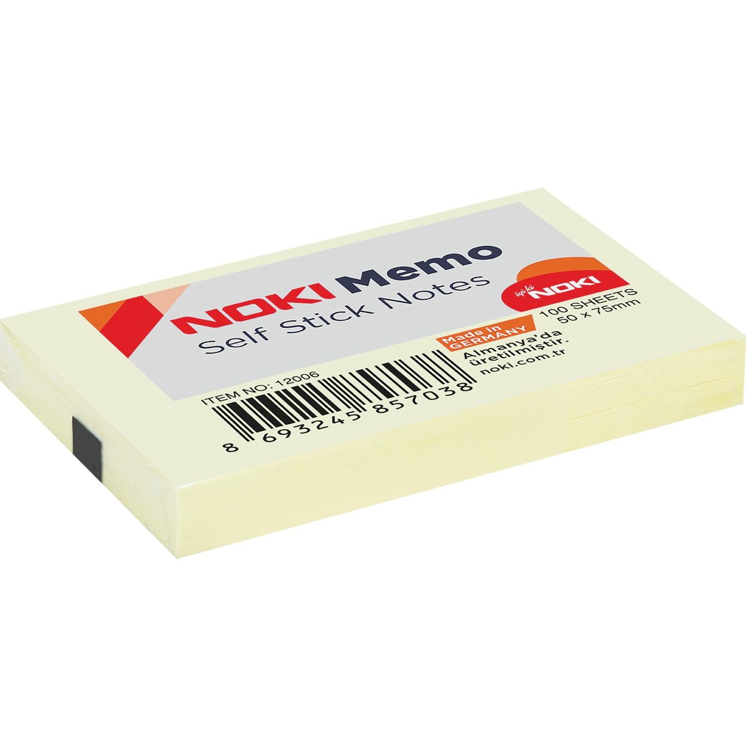 Noki Yapışkanlı Not Kağıdı Memo 100 Yaprak 51x75 MM Sarı (12 Li Paket)