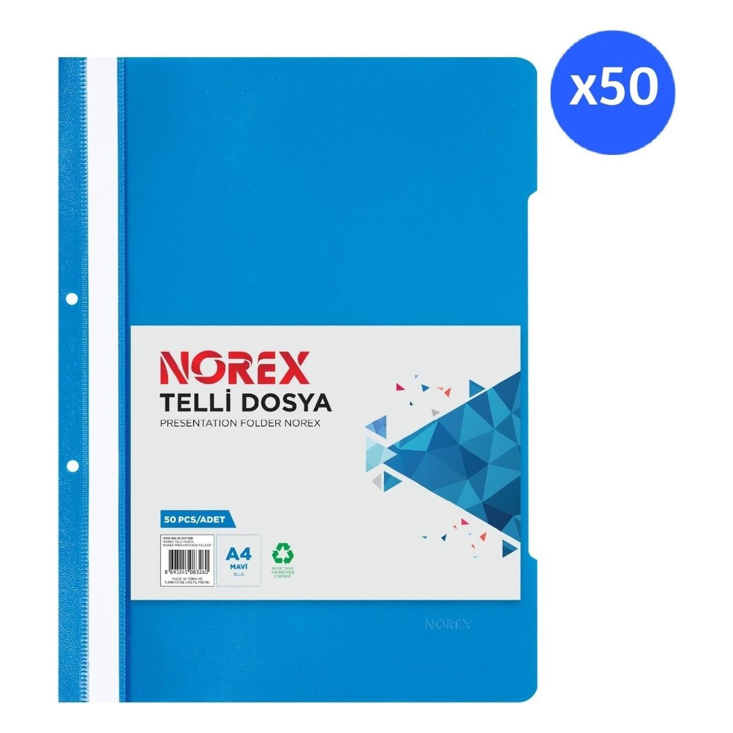 Norex Telli Dosya Mavi 50 Li Mavi Telli Dosya